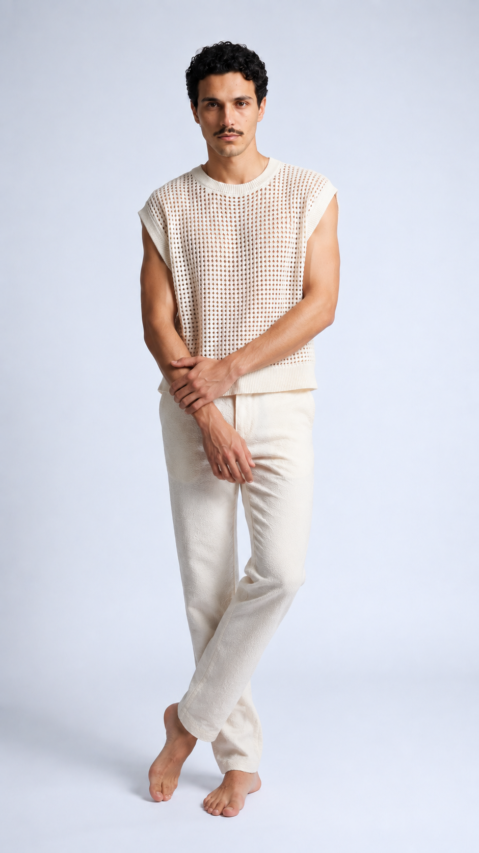 Knitted Sleeveless Tee — Cream
