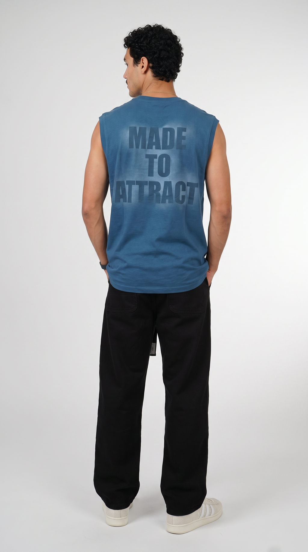 Light Weight Tee — Graffiti Printed — Denim Blue