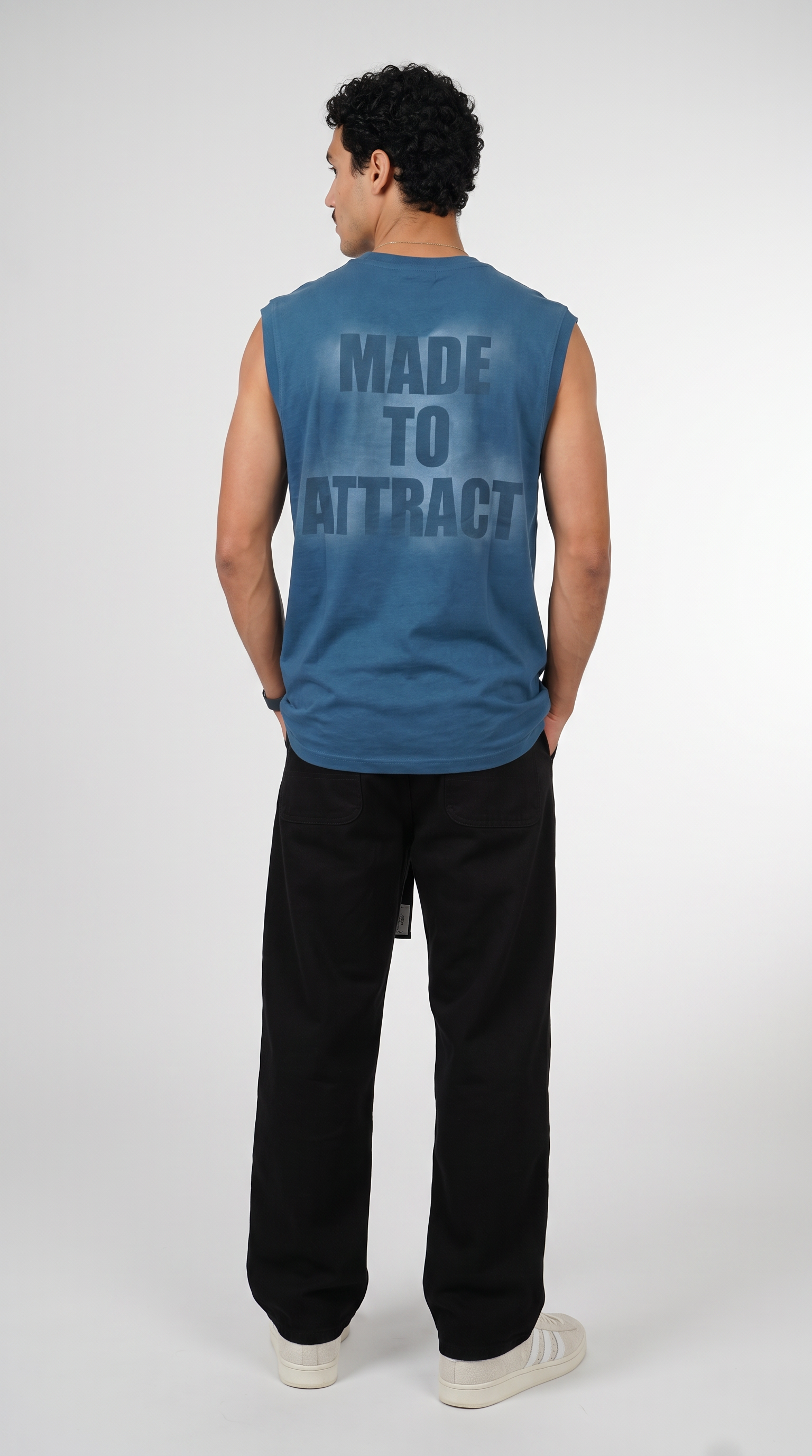 Light Weight Tee — Graffiti Printed — Denim Blue