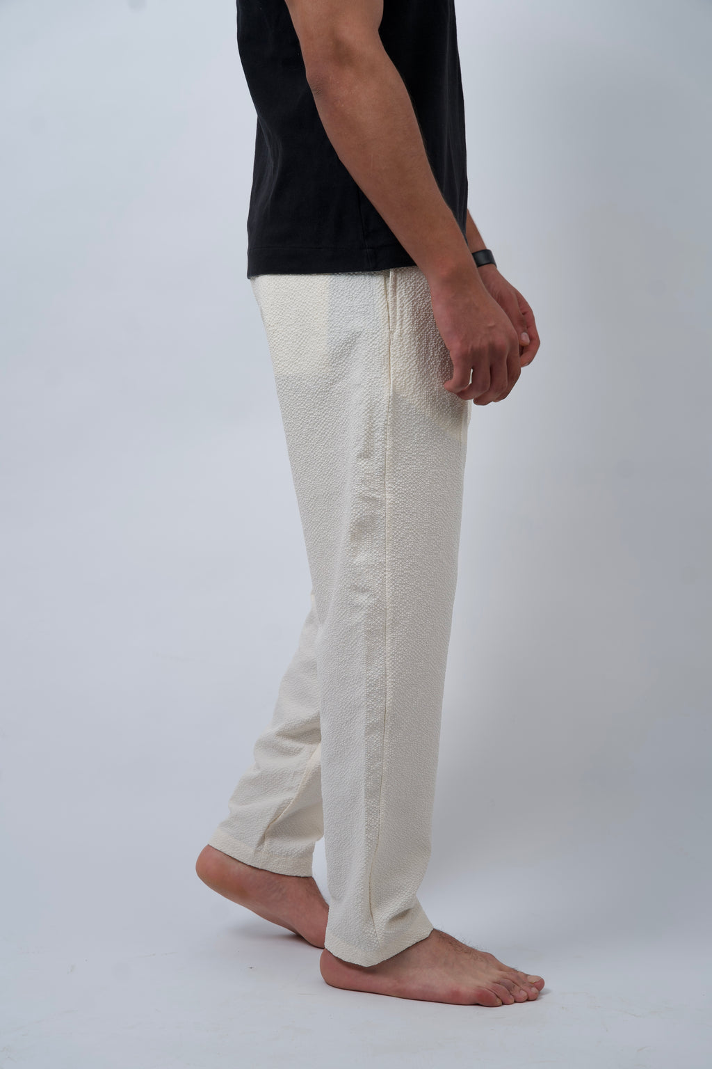 Pleated Comfort Pants – Popcorn Texture