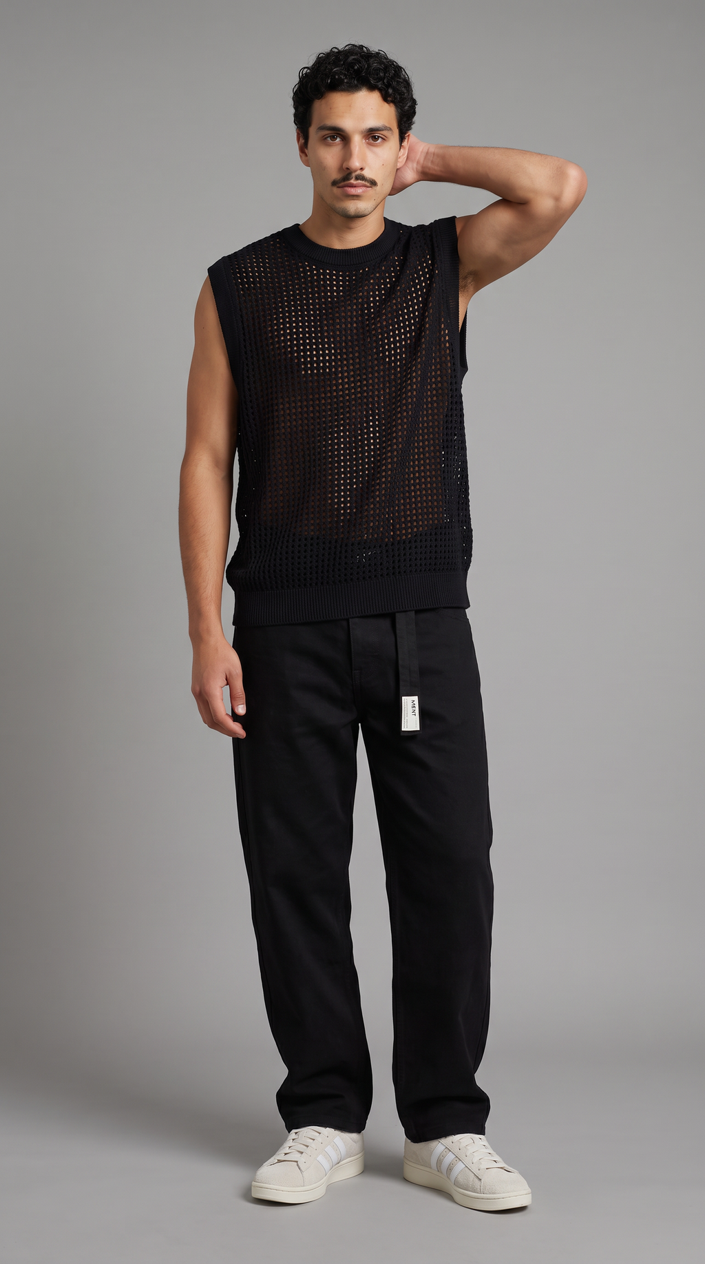 Knitted Sleeveless Tee — Black