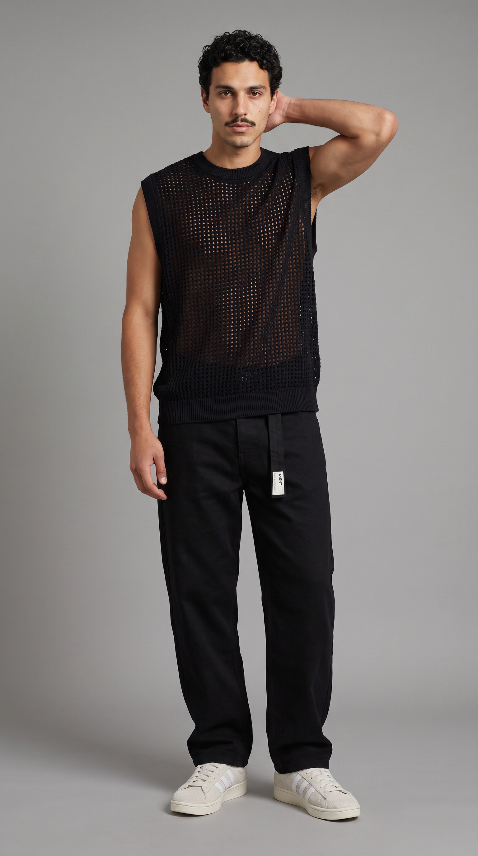 Knitted Sleeveless Tee — Black