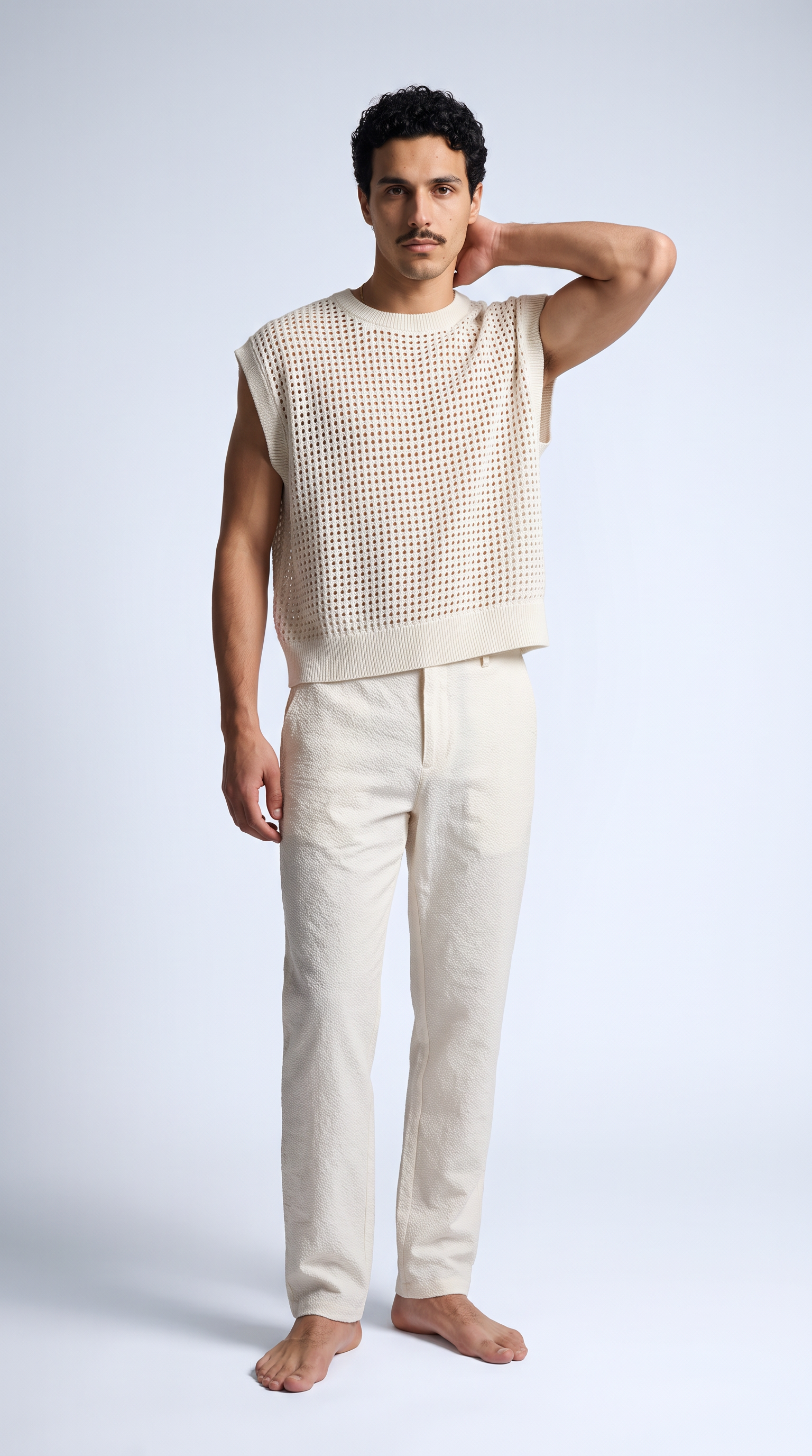 Knitted Sleeveless Tee — Cream