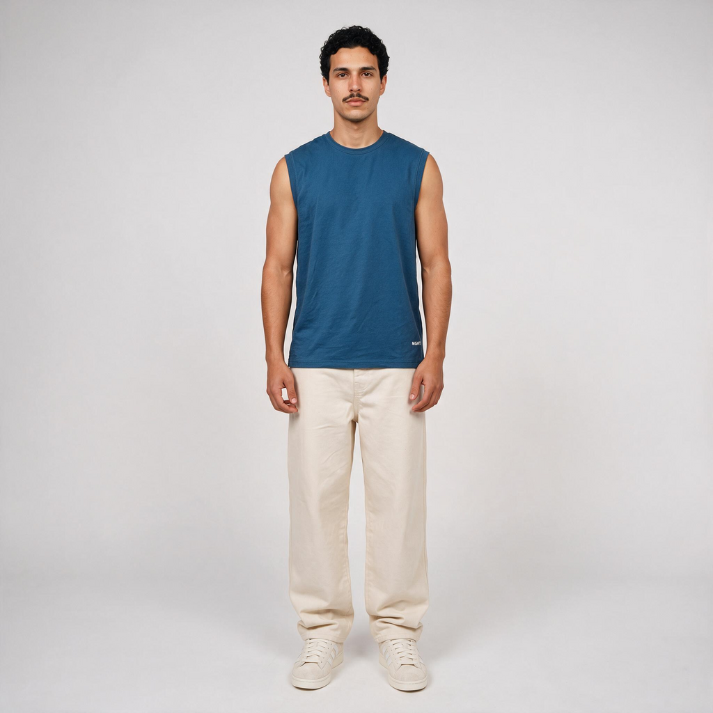 Light Weight Tee — Graffiti Printed — Denim Blue