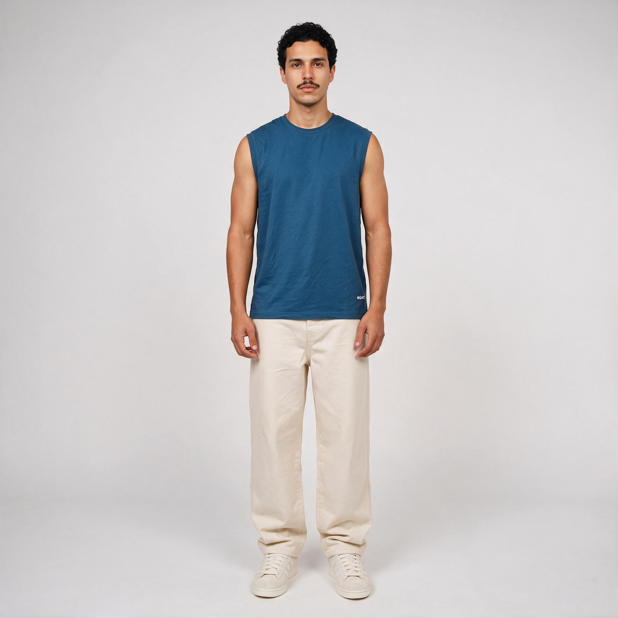 Light Weight Tee — Graffiti Printed — Denim Blue