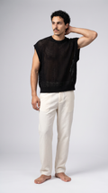 Knitted Sleeveless Tee — Black