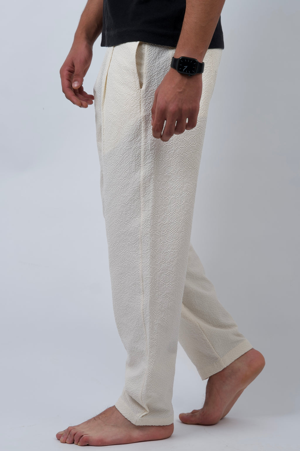 Pleated Comfort Pants – Popcorn Texture