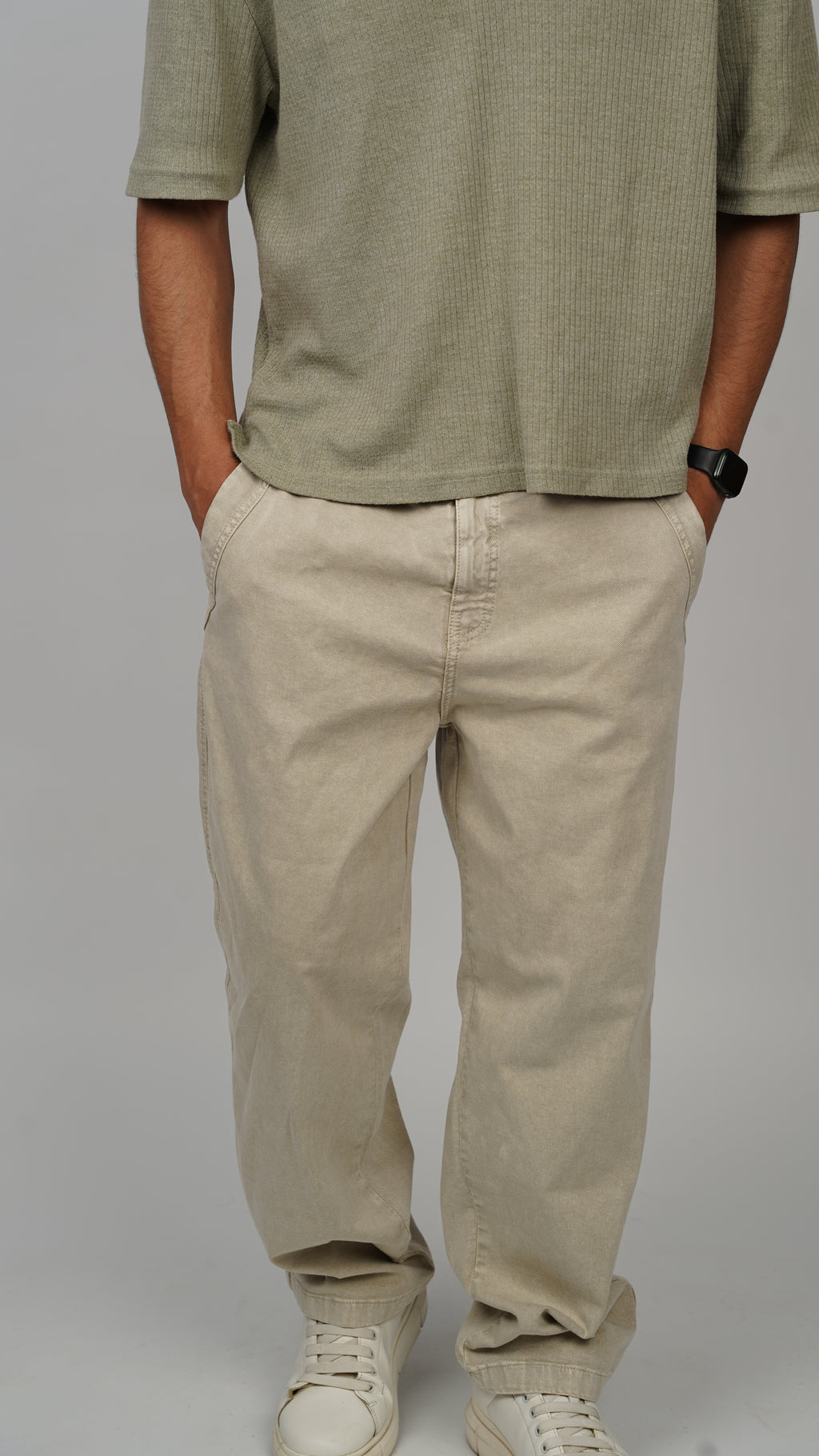 Canvas washed trousers