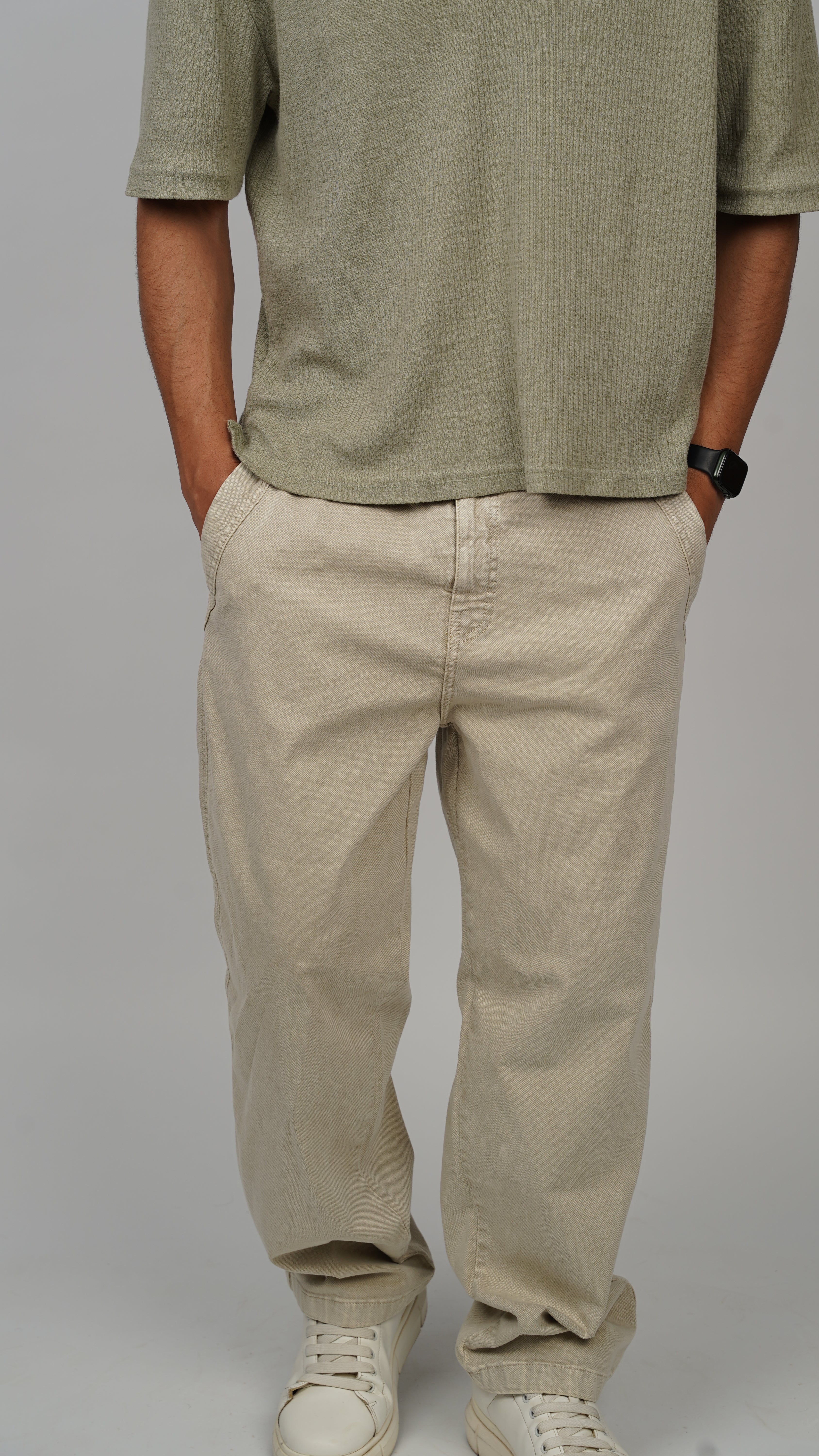 Canvas washed trousers