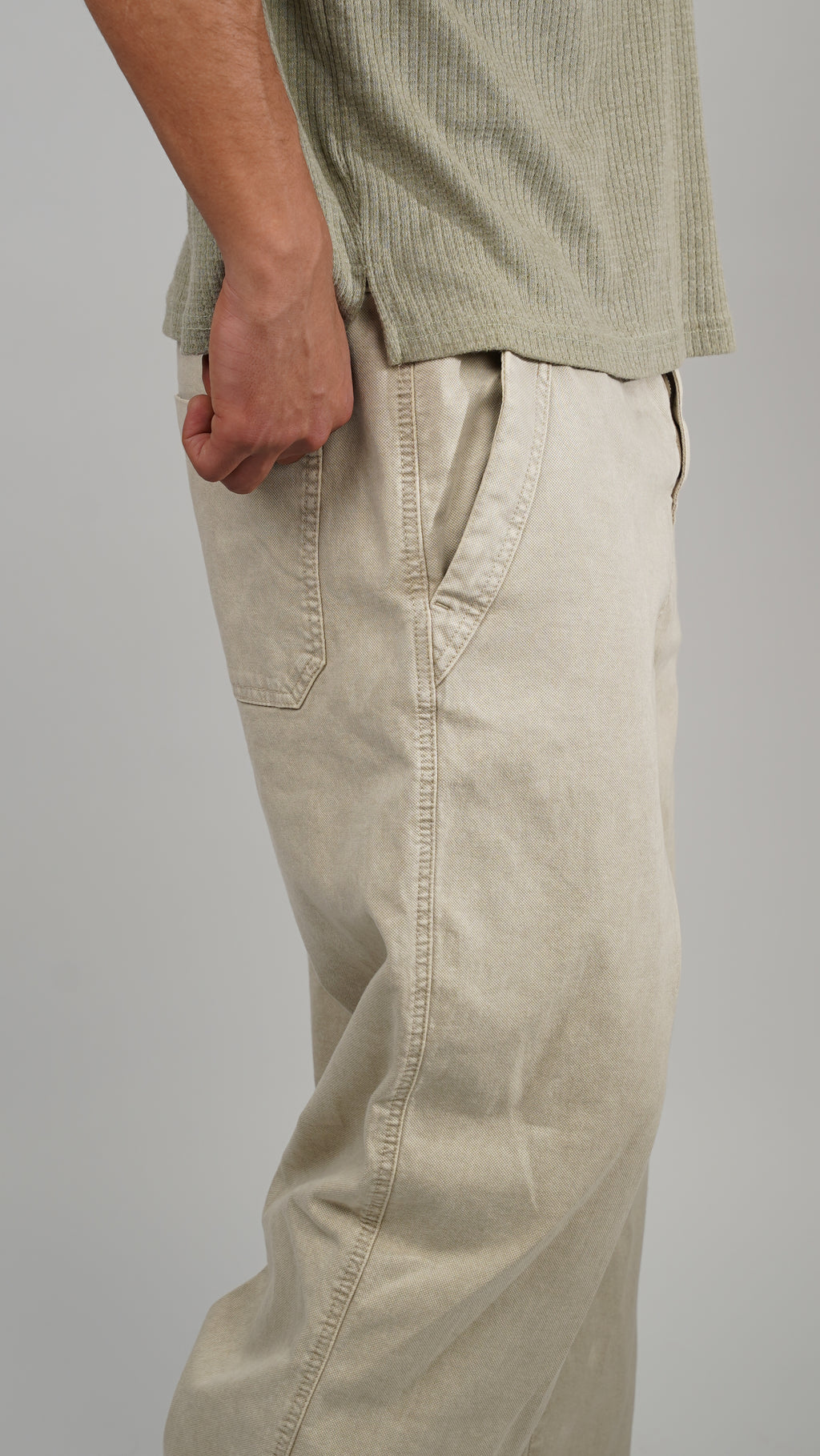 Canvas washed trousers