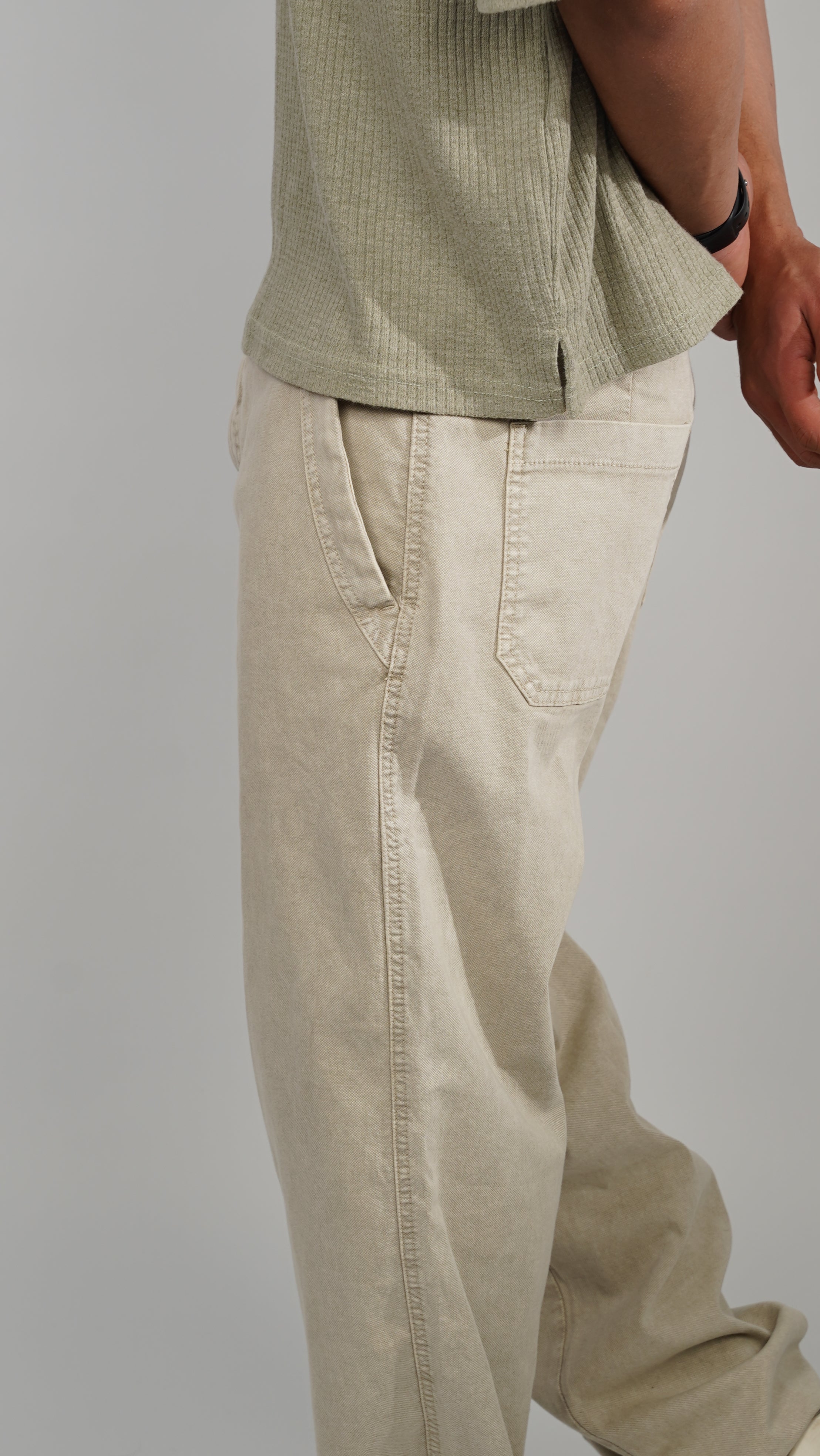 Canvas washed trousers