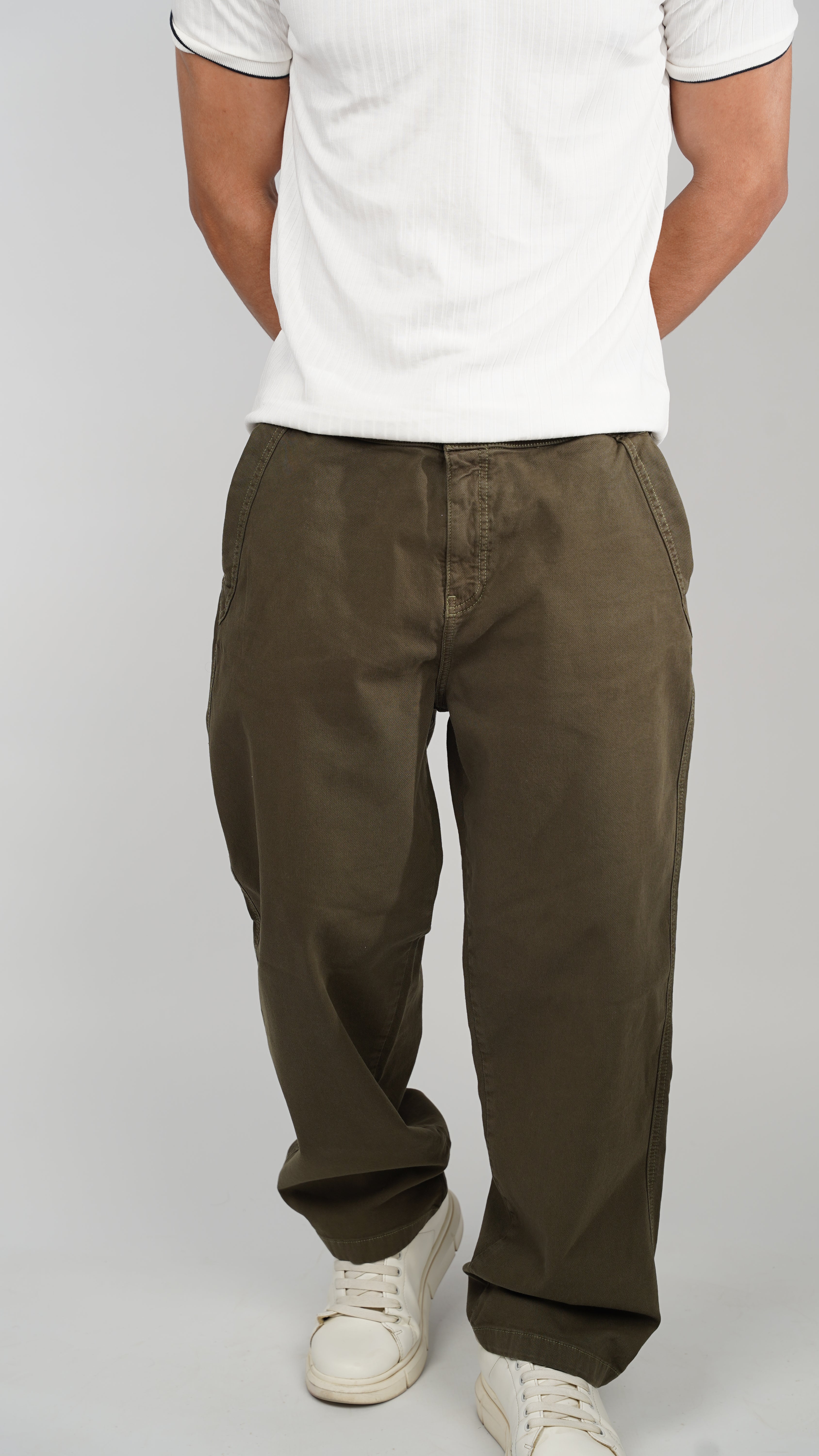 Canvas washed trousers