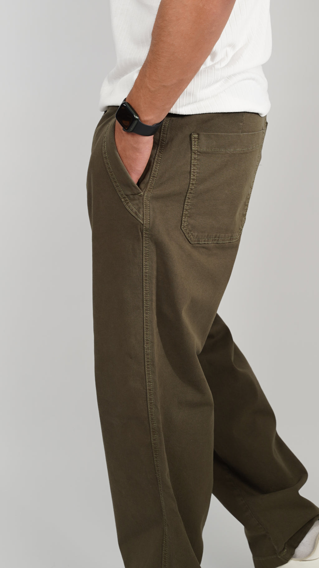 Canvas washed trousers