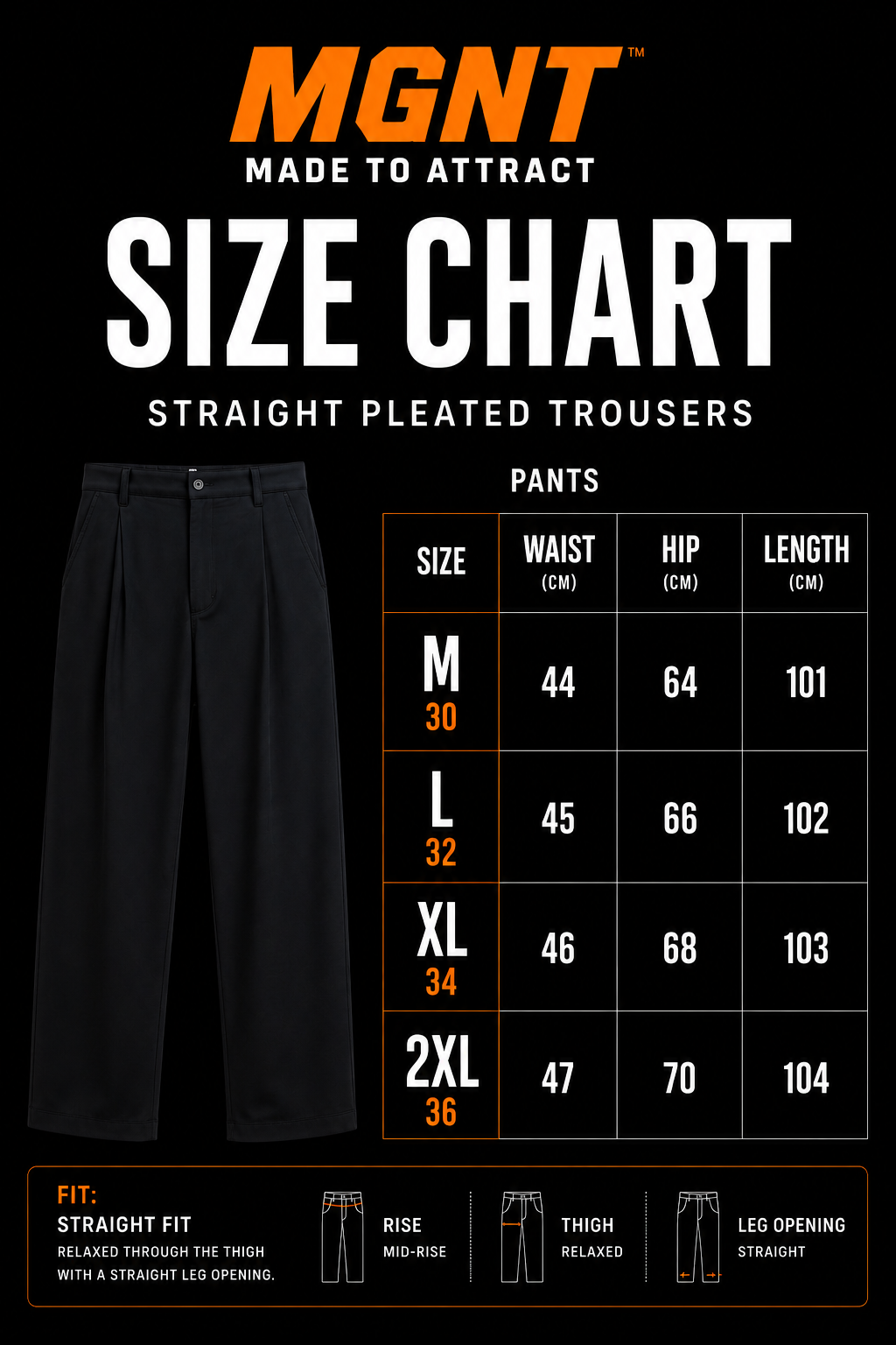 Straight pleated trousers