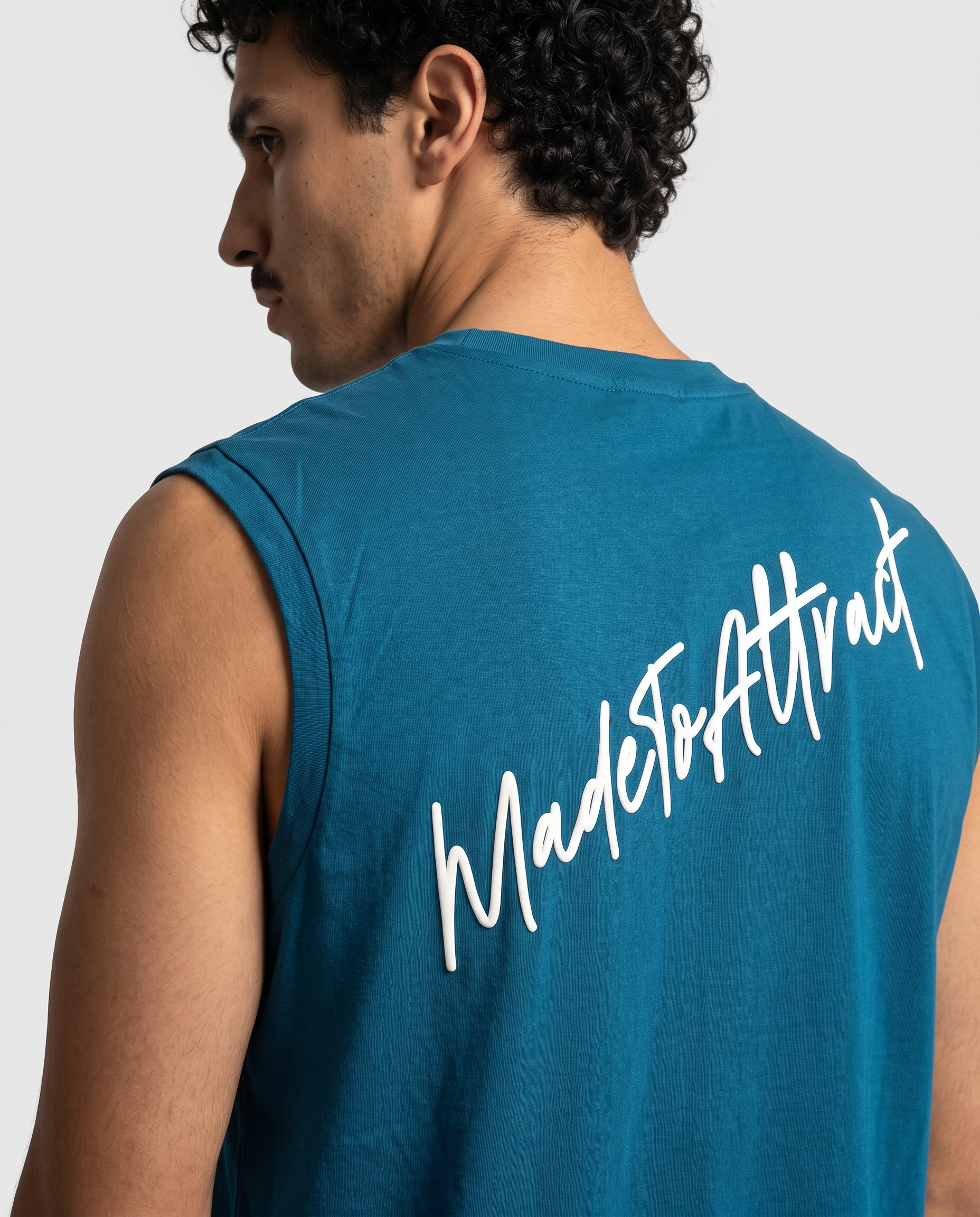 MGNT Lightweight Cotton Tank — Puff Print — Teal Blue