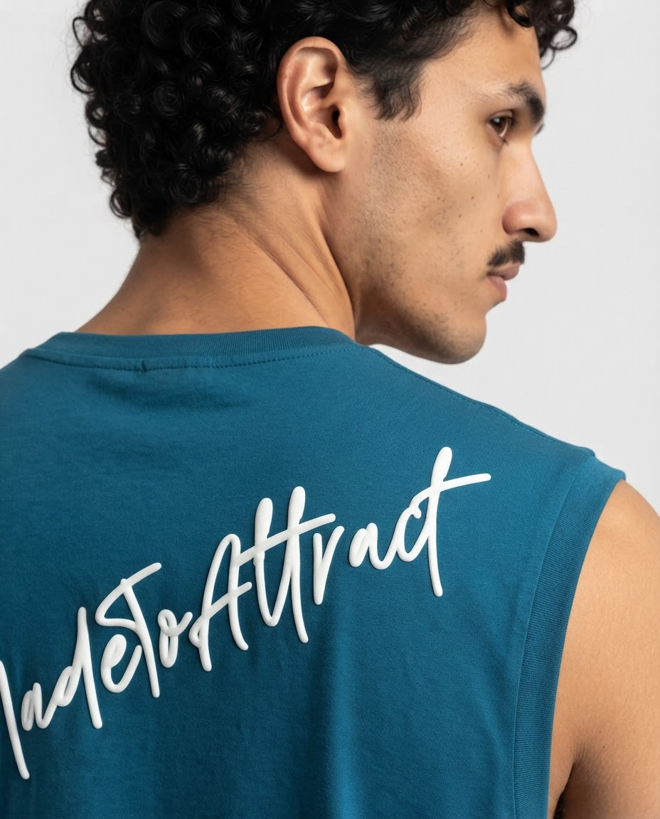 MGNT Lightweight Cotton Tank — Puff Print — Teal Blue