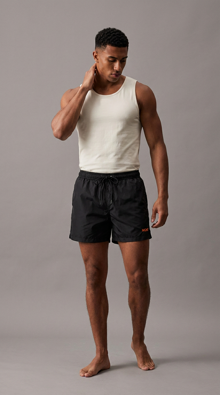 MGNT Signature Swim Shorts — Black